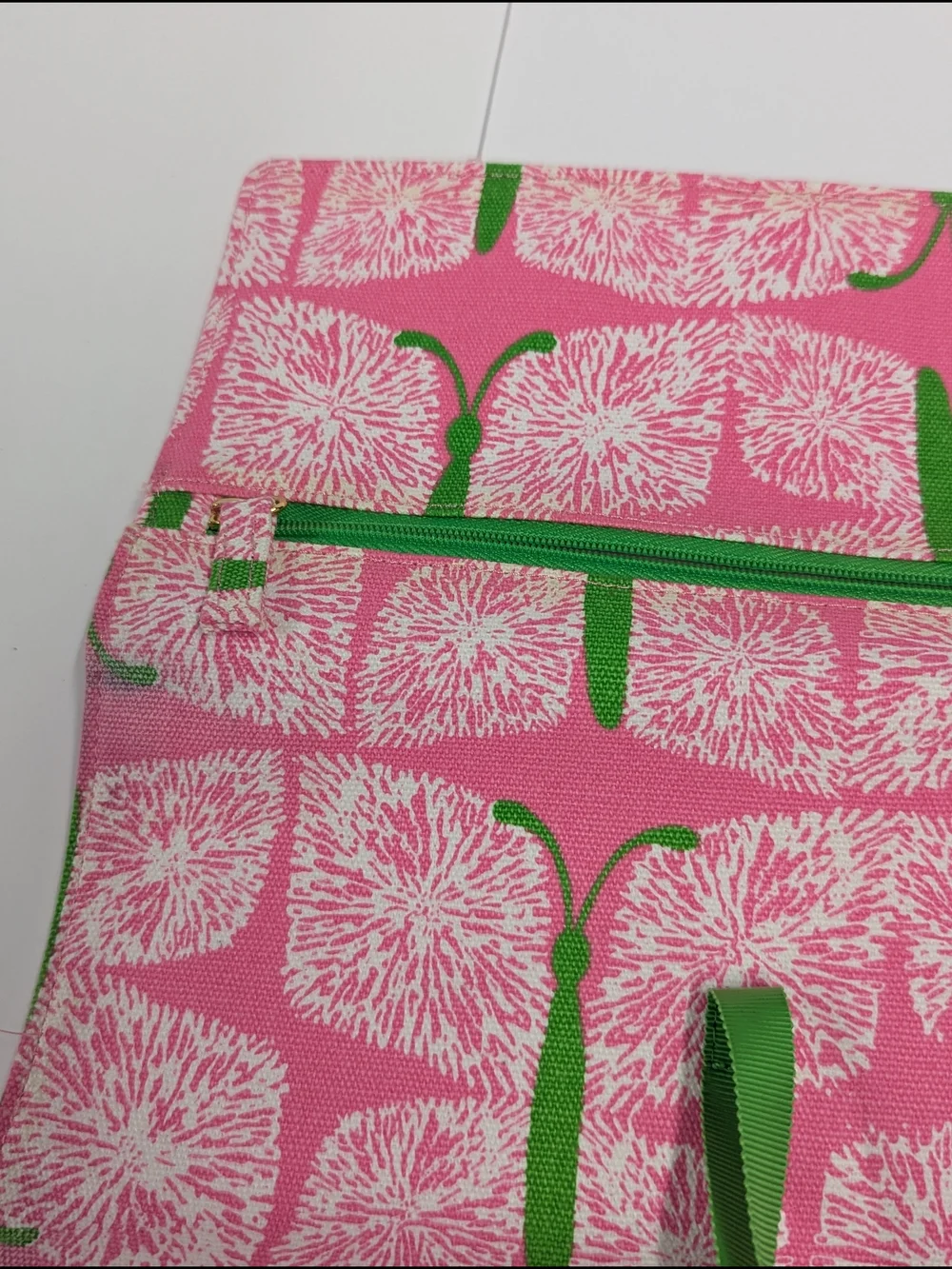 Lilly Pulitzer Jewelry Roll Pink Green Travel Organizer Case Floral Roll Up Pouc